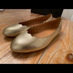 Jcrew Metallic Leather Scalloped Flats 8.5